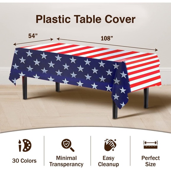 Set of 3 Patriotic USA Stars and Stripes Disposable Tablecloths - Picture 2 of 3